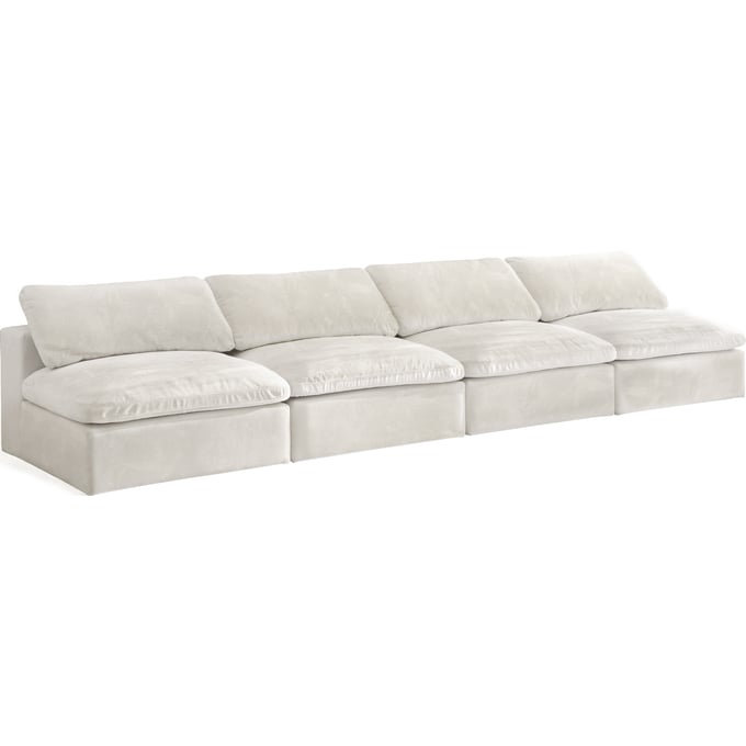 Meridian Furniture Cozy Cream Cloud Like Comfort Modular 4pc Armless Sofa MRD-634CREAM-S156