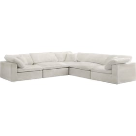 Meridian Furniture Cozy Cream Cloud Like Comfort Modular 5pc Sectional