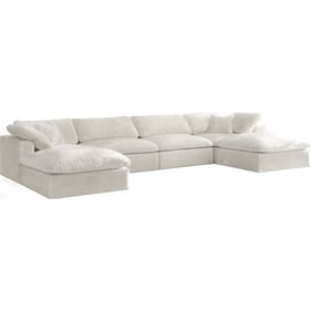 Meridian Furniture Cozy Cream Cloud Like Comfort Modular 6pc Sectional