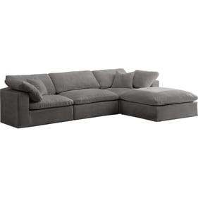 Meridian Furniture Cozy Grey Cloud Like Comfort 4pc Modular Sectional