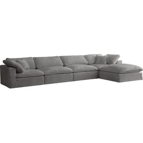 Meridian Furniture Cozy Grey Cloud Like Comfort 5pc Modular Sectional