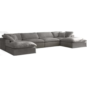 Meridian Furniture Cozy Grey Cloud Like Comfort Modular 6pc Sectional