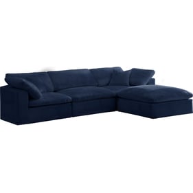 Meridian Furniture Cozy Navy Cloud Like Comfort 4pc Modular Sectional