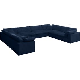 Meridian Furniture Cozy Navy Cloud Like Comfort 8pc Modular Sectional