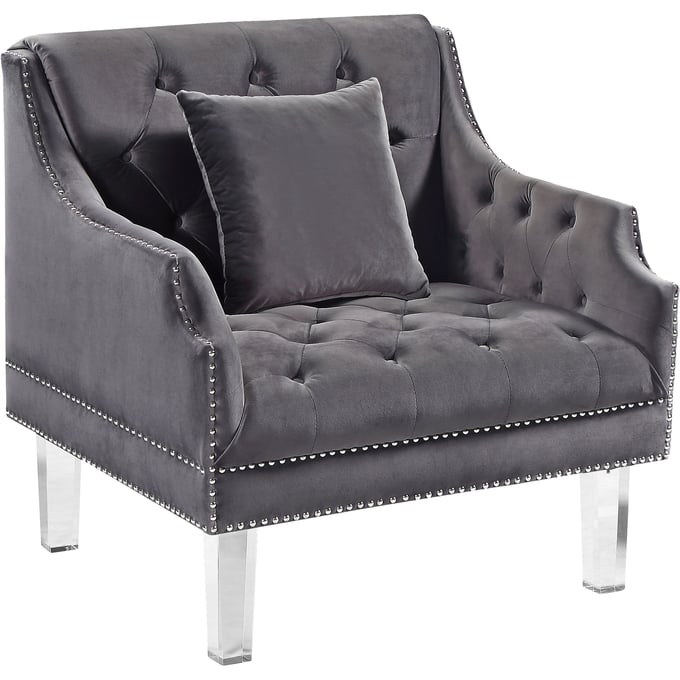 Design Edge Clermont  Grey Velvet Chair DE-22781037