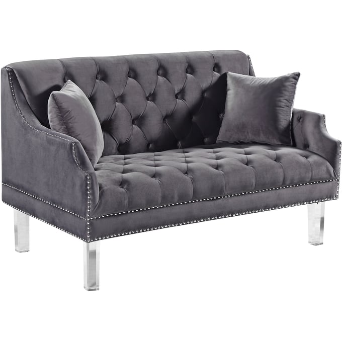 Design Edge Clermont  Grey Velvet Loveseat DE-22780997