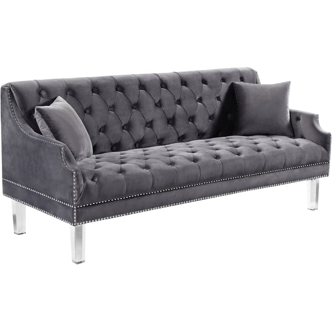 Design Edge Clermont  Grey Velvet Sofa DE-22780957