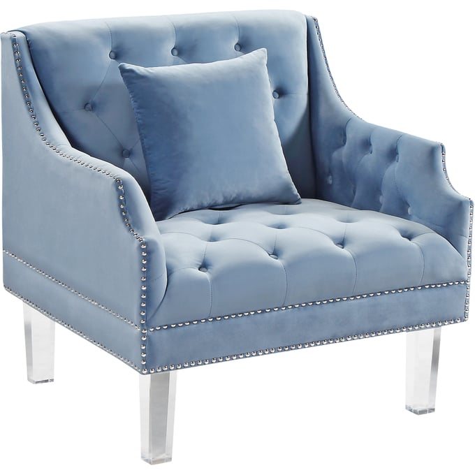 Design Edge Clermont  Sky Blue Velvet Chair DE-22781057