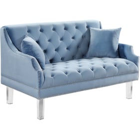 Meridian Furniture Roxy Sky Blue Velvet Loveseat