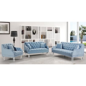 Meridian Furniture Roxy Sky Blue Velvet 3pc Living Room Set