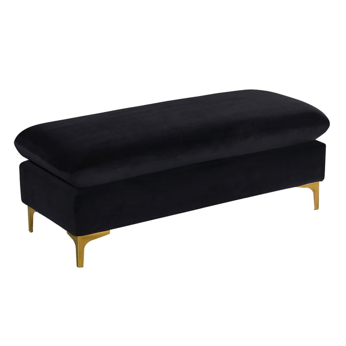 Meridian Furniture Naomi Black Velvet Ottoman MRD-636BLACK-OTT