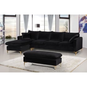 Meridian Furniture Naomi Black 2pc Sectional with Ottoman