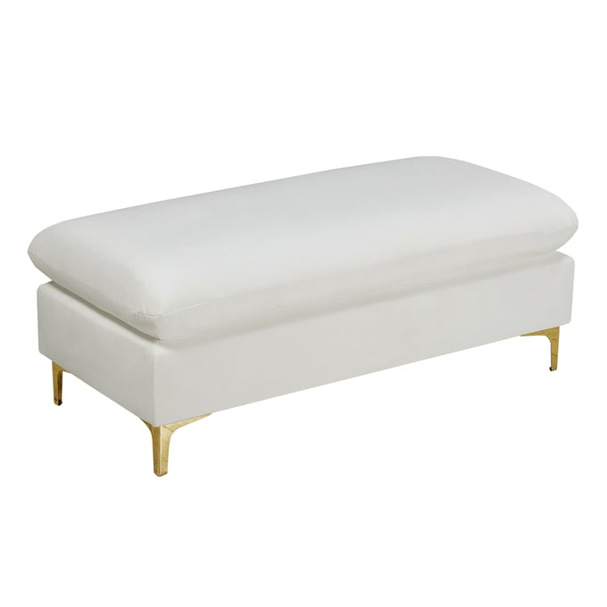 Meridian Furniture Naomi Cream Velvet Ottoman MRD-636CREAM-OTT