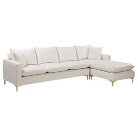 Meridian Furniture Naomi Cream Velvet 2pc Reversible Sectional