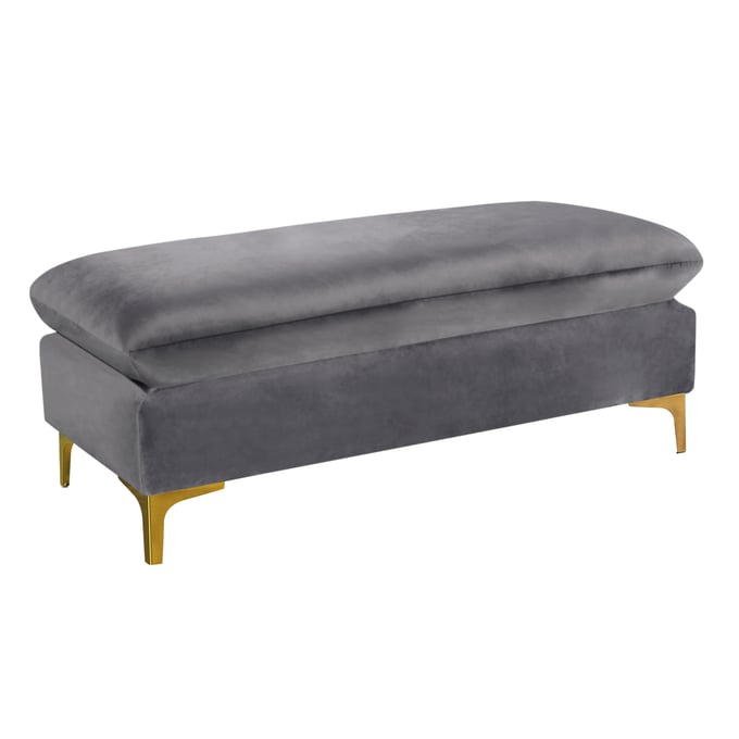 Meridian Furniture Naomi Grey Velvet Ottoman MRD-636GREY-OTT