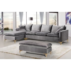 Meridian Furniture Naomi Grey 2pc Sectional with Ottoman