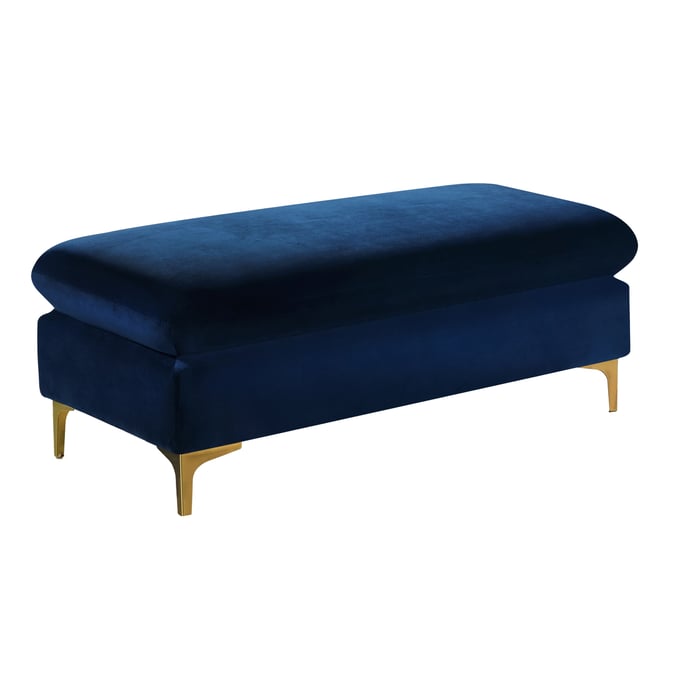 Meridian Furniture Naomi Navy Velvet Ottoman MRD-636NAVY-OTT