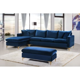 Meridian Furniture Naomi Navy 2pc Sectional with Ottoman