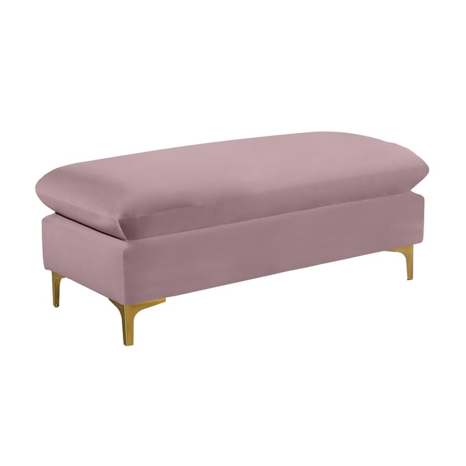 Meridian Furniture Naomi Pink Velvet Ottoman MRD-636PINK-OTT