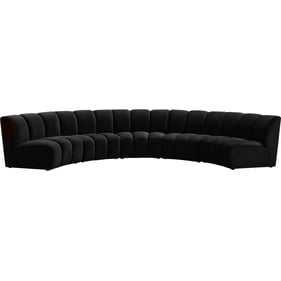 Meridian Furniture Infinity Black Velvet 5pc Modular Sectional