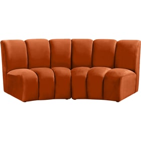 Meridian Furniture Infinity Cognac Velvet 2pc Modular Loveseat