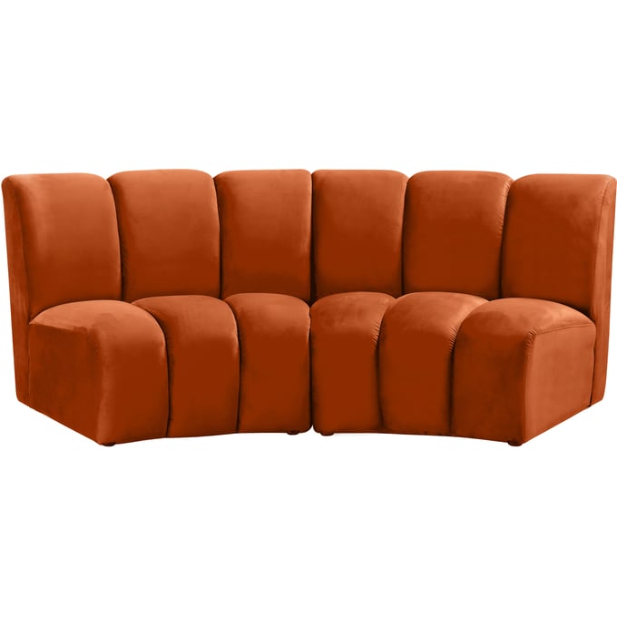 Meridian Furniture Infinity Cognac Velvet 2pc Modular Loveseat MRD-638COGNAC-2PC