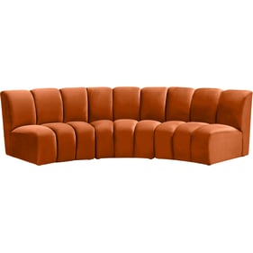 Meridian Furniture Infinity Cognac Velvet 3pc Modular Sectional