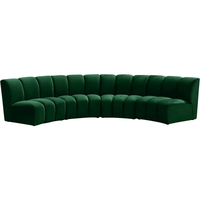 Meridian Furniture Infinity Green Velvet 4pc Modular Sectional MRD-638GREEN-4PC