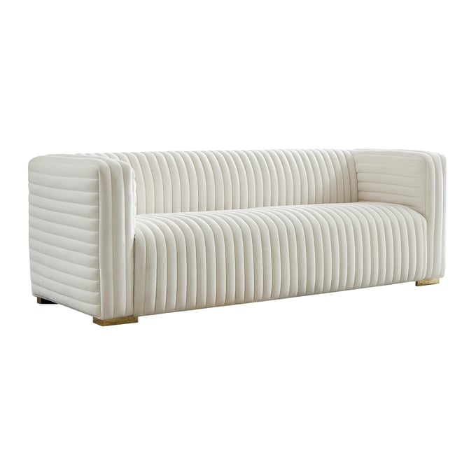 Meridian Furniture Ravish Cream Velvet Sofa MRD-640CREAM-S