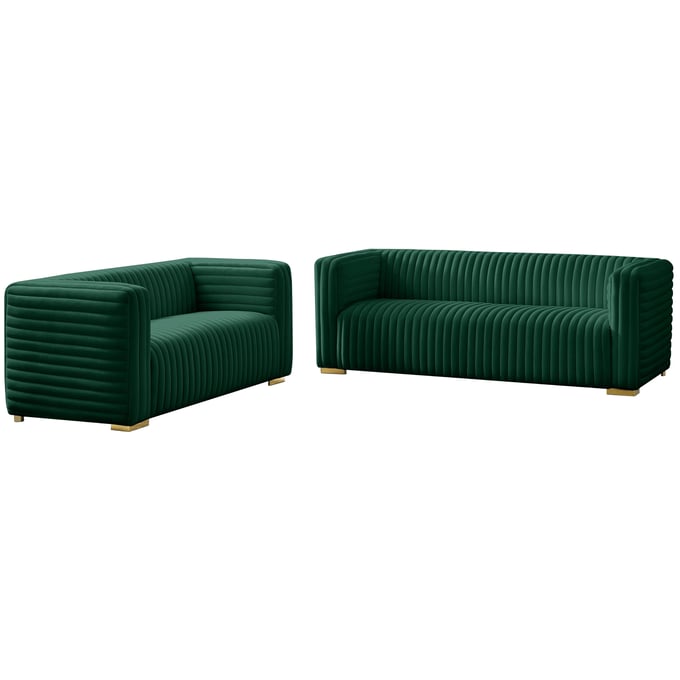 Meridian Furniture Ravish Green Velvet 2pc Living Room Set MRD-640Green-LR-S1