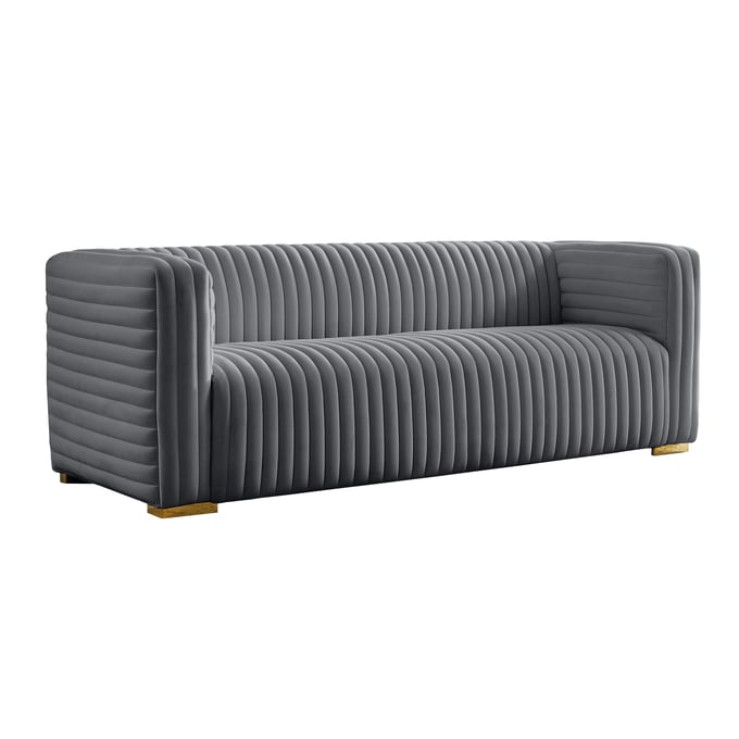 Meridian Furniture Ravish Grey Velvet Sofa MRD-640GREY-S