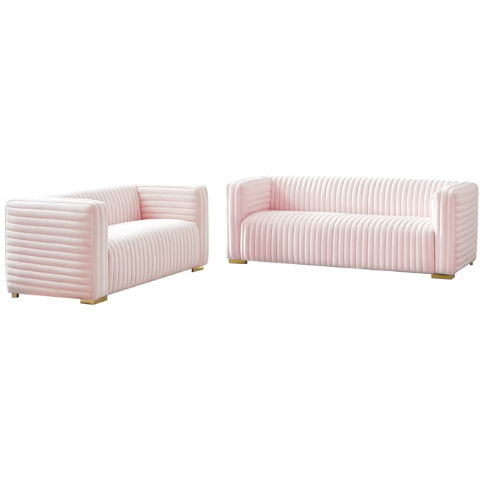 Meridian Furniture Ravish Pink Velvet 2pc Living Room Set MRD-640Pink-LR-S1