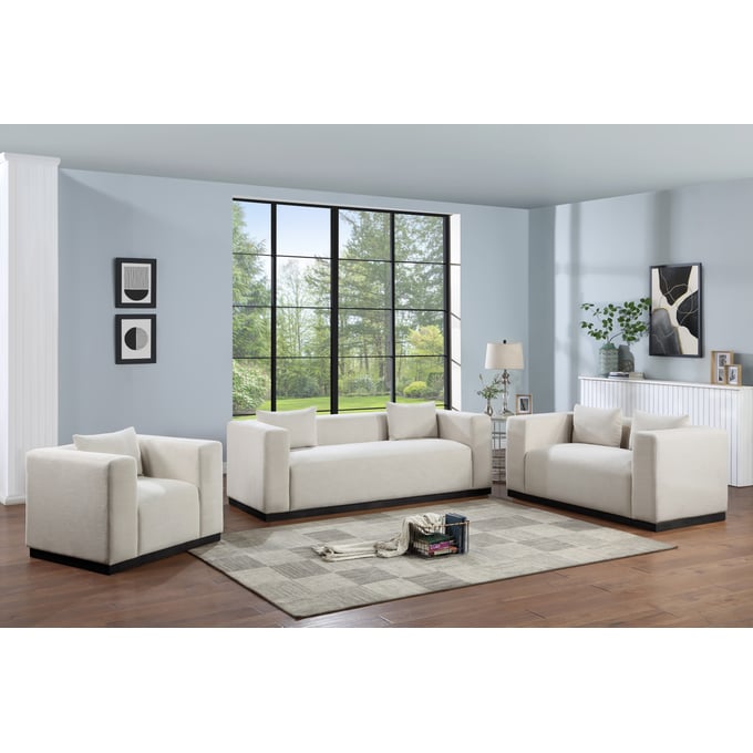 Meridian Furniture Alfie Beige Fabic 3pc Living Room Set MRD-642BEIGE-LR-S1