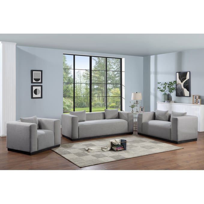 Meridian Furniture Alfie Grey Fabic 3pc Living Room Set MRD-642GREY-LR-S1