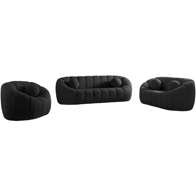 Meridian Furniture Elijah Black Fabric 3pc Living Room Set MRD-644Black-LR-S1