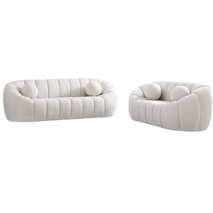 Meridian Furniture Elijah Cream Fabric 2pc Living Room Set MRD-644Cream-LR-S2