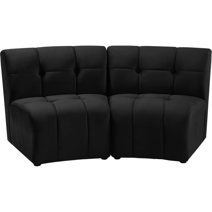 Meridian Furniture Limitless Black Velvet 2pc Modular Loveseat MRD-645BLACK-2PC