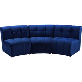 Meridian Furniture Limitless Navy Velvet 3pc Modular Sectional