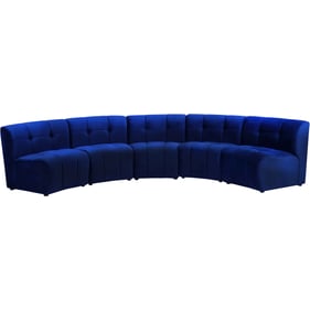 Meridian Furniture Limitless Navy Velvet 5pc Modular Sectional