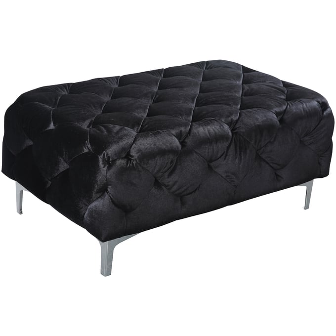 Design Edge Yass  Black Velvet Ottoman DE-21992644