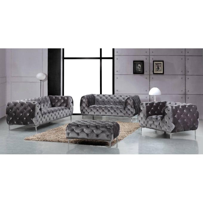 Meridian Furniture Mercer Grey 4pc Living Room Set MRD-646-GRY-LR-SET7