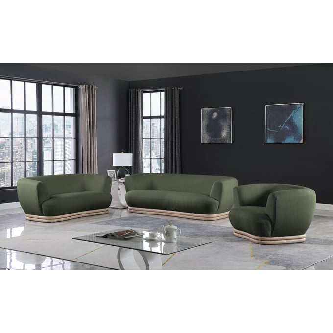 Meridian Furniture Kipton Green Boucle Fabric 3pc Living Room Set MRD-648Green-LR-S1