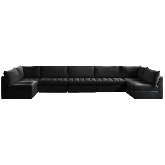 Meridian Furniture Jacob Black Velvet Modular 7pc Sectional MRD-649BLACK-SEC7C