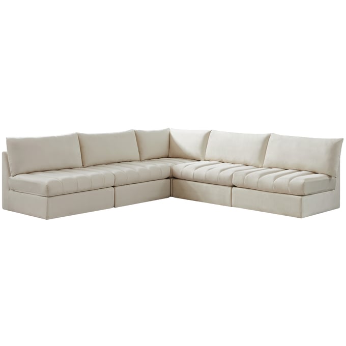 Meridian Furniture Jacob Cream Velvet Modular 5pc Sectional MRD-649CREAM-SEC5B