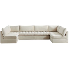 Meridian Furniture Jacob Cream Velvet Modular 6pc Sectional