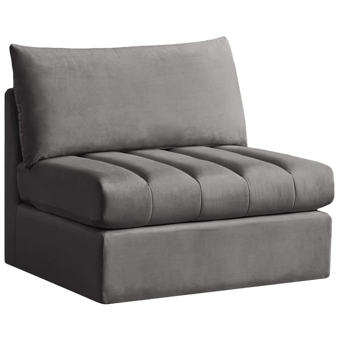 Meridian Furniture Jacob Grey Velvet Armless Chair MRD-649GREY-ARMLESS