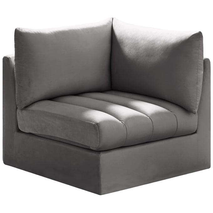 Meridian Furniture Jacob Grey Velvet Corner Chair MRD-649GREY-CORNER