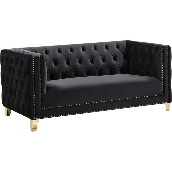 Meridian Furniture Michelle Black Velvet Loveseat MRD-652BLACK-L