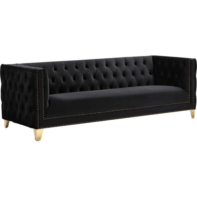 Meridian Furniture Michelle Black Velvet Sofa MRD-652BLACK-S