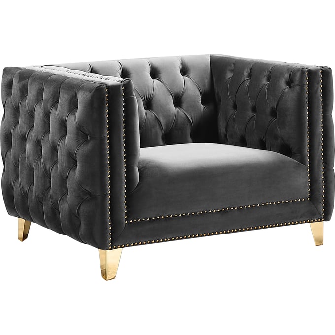 Meridian Furniture Michelle Grey Velvet Chair MRD-652GREY-C